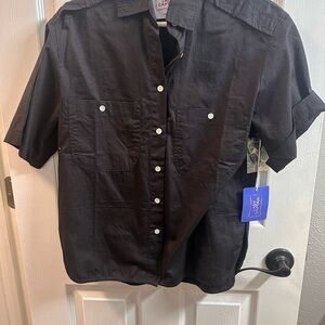 Lady Captain Black Button Down Shirt